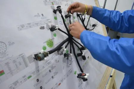 PGF Team building a wire harness assembly