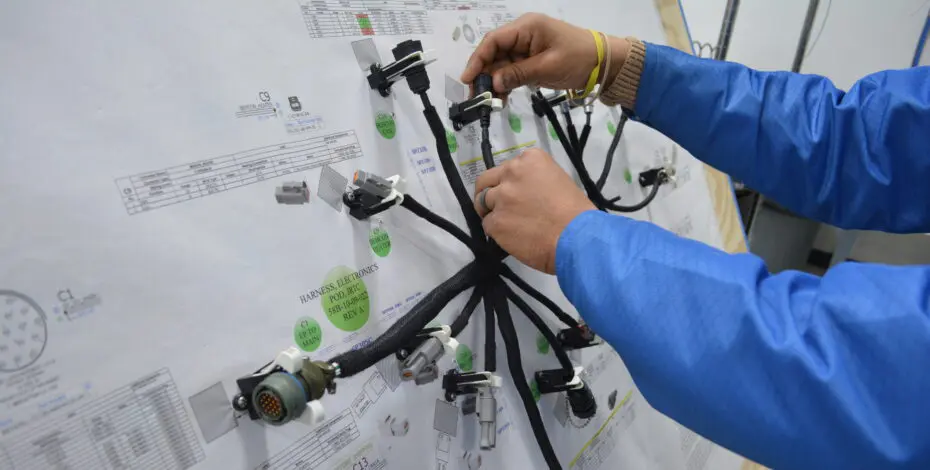 PGF Team building a wire harness assembly