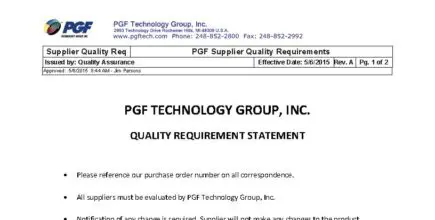 Supplier Quality Requirements