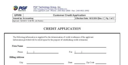 PGF Technology Credit Application Form
